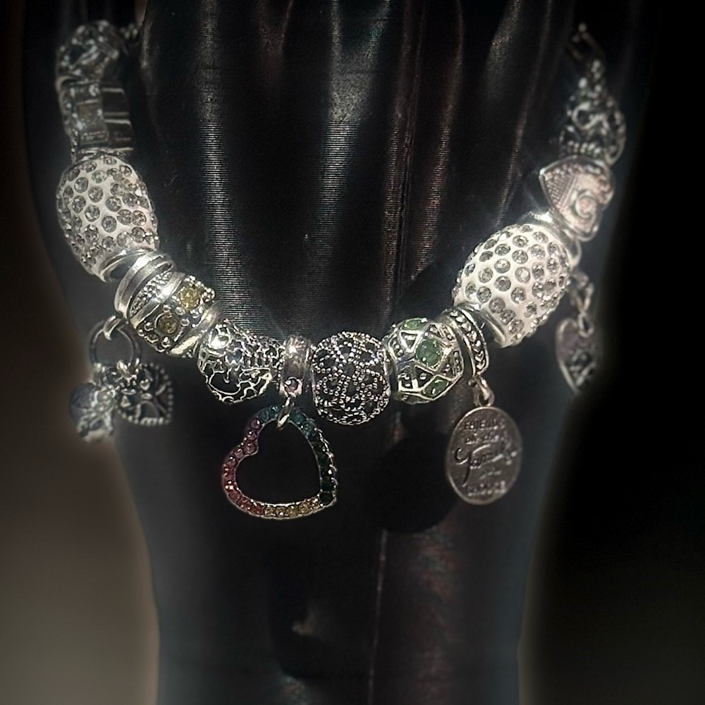 Elegant Silver Family Charm Bracelet